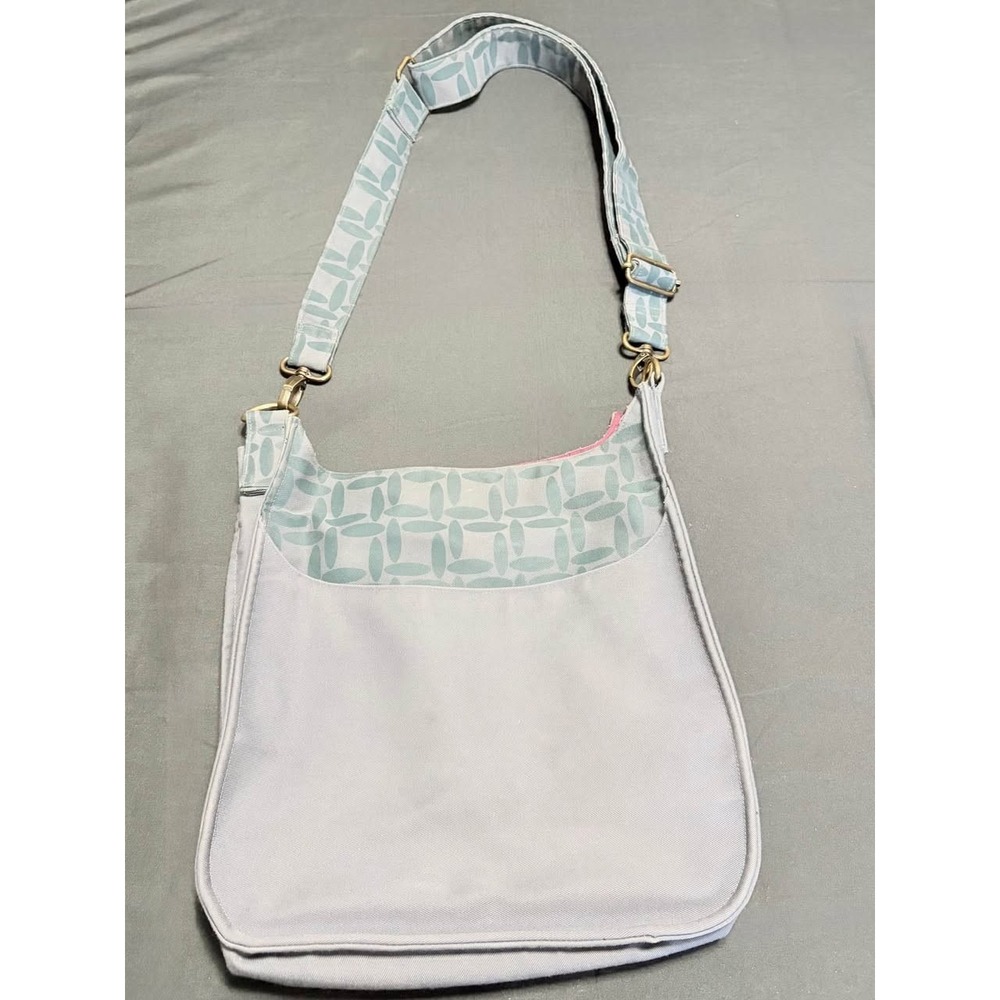 Malia Designs Gray Pink Crossbody Shoulder Bag Adjustable Patterned Strap